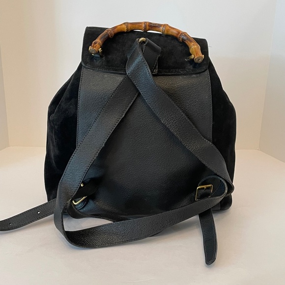 Gucci Black Leather Suede Bamboo Backpack Bag main image 10